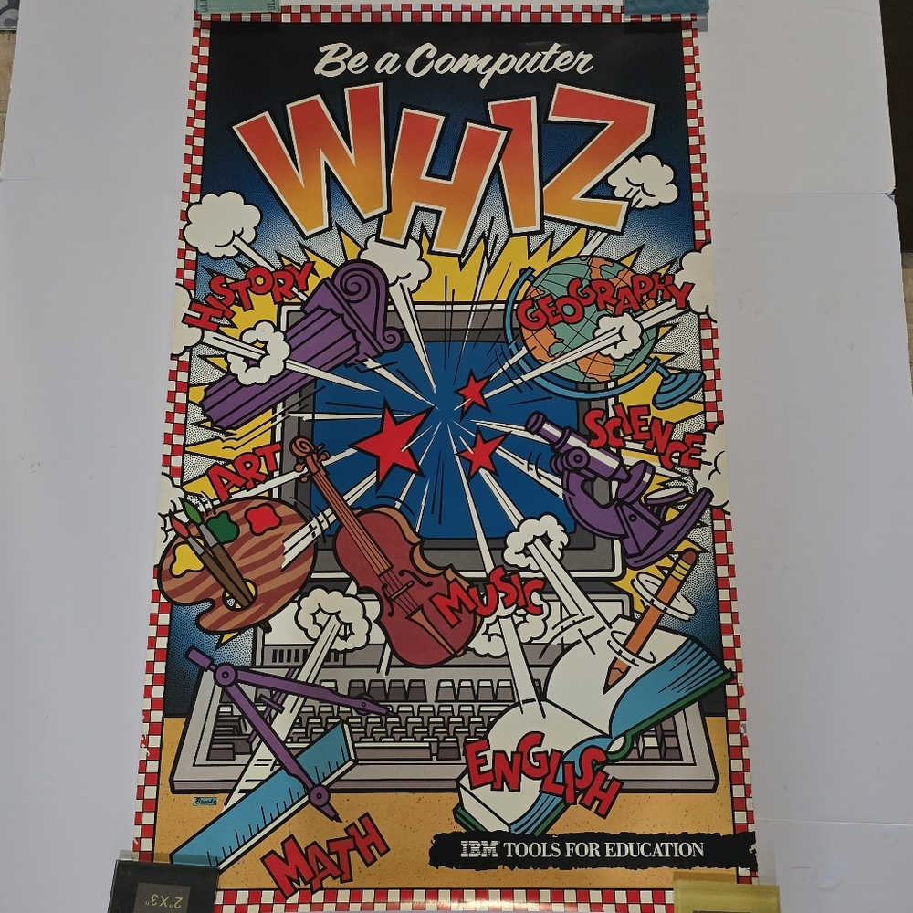 Vintage IBM Poster Be A Computer Whiz Tools For Education Paper Classroom 4